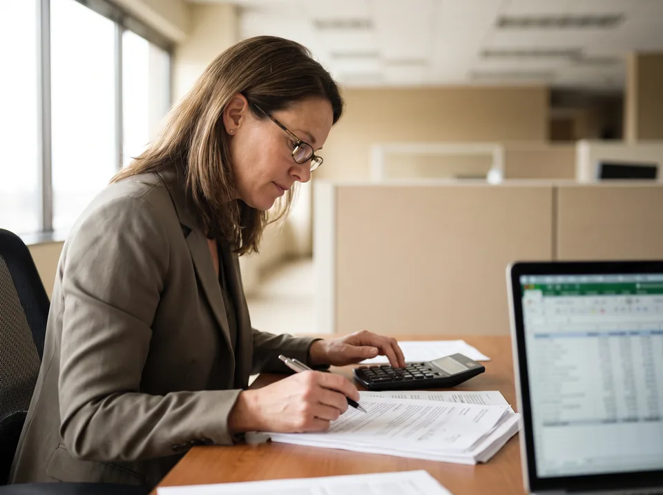Talent acquisition manager reviewing an annual recruiting software contract and budget